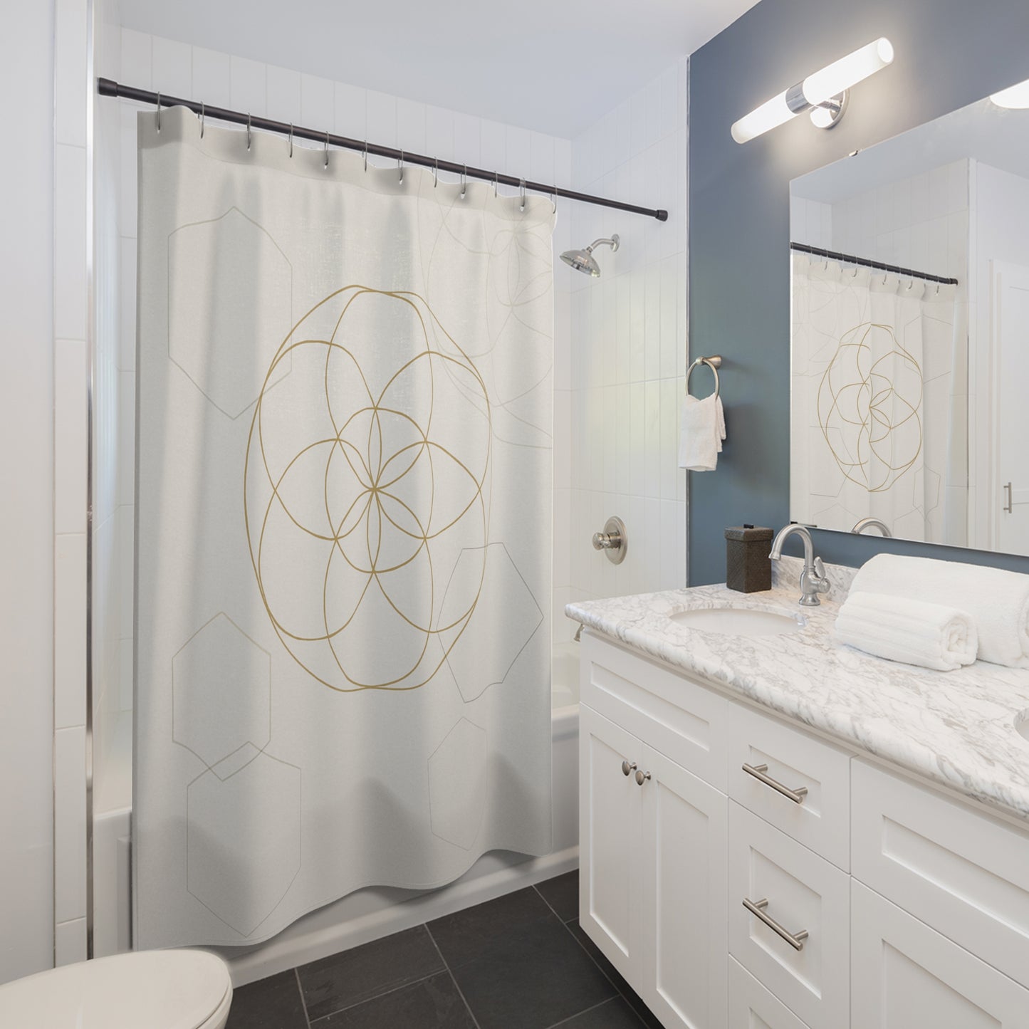 Elegant Geometric Shower Curtain for Modern Bathrooms
