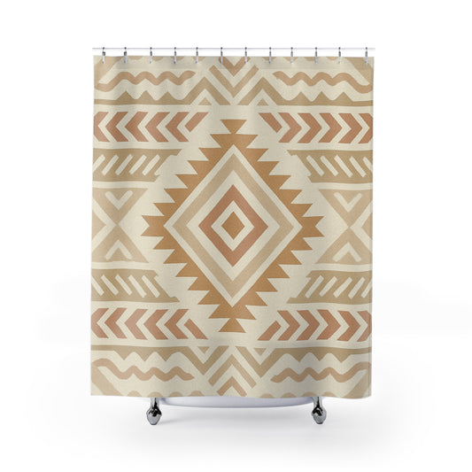 Boho Chic Shower Curtain | Modern Geometric Design | Bathroom Decor