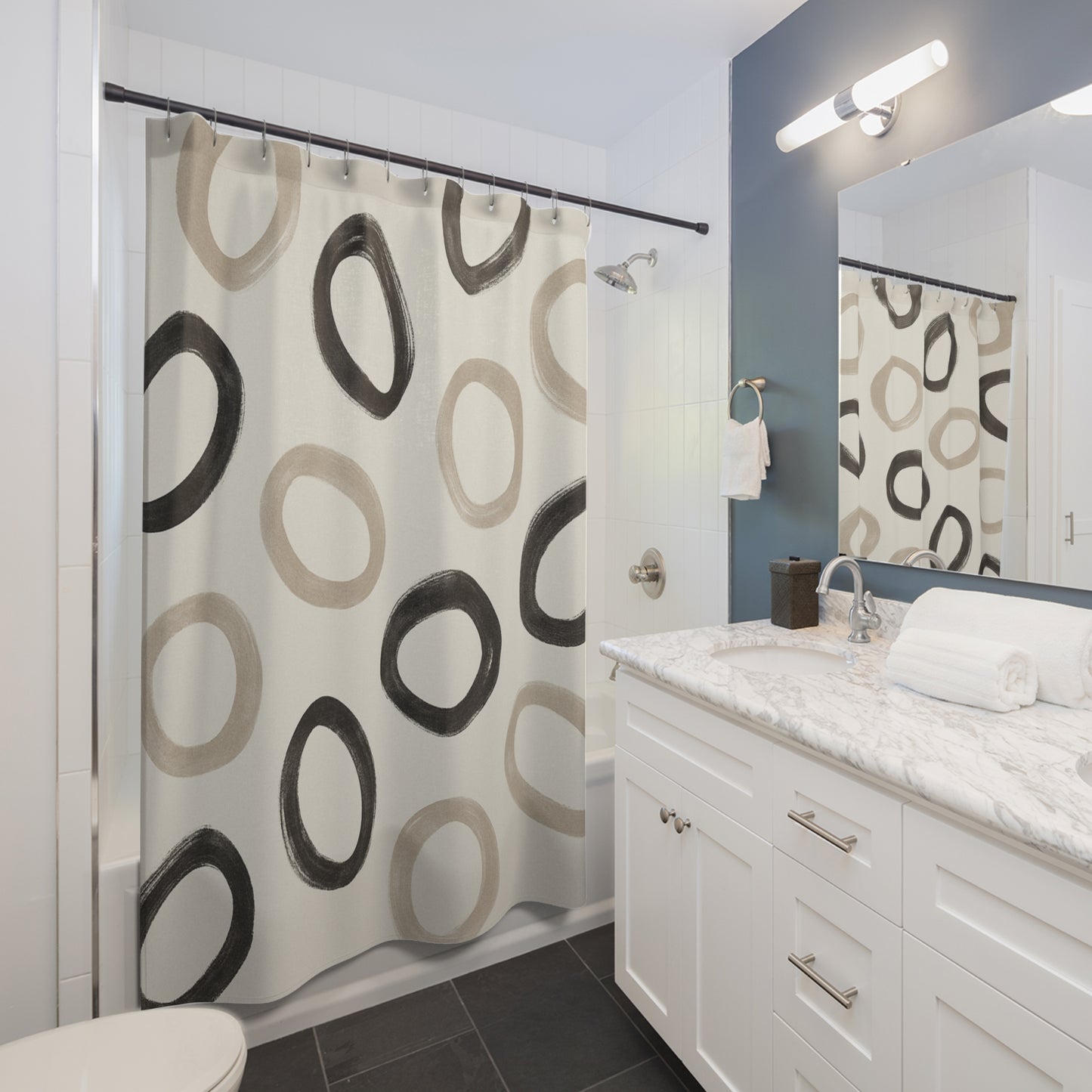 Modern Geometric Shower Curtain - Elegant Circle Design for Home Decor