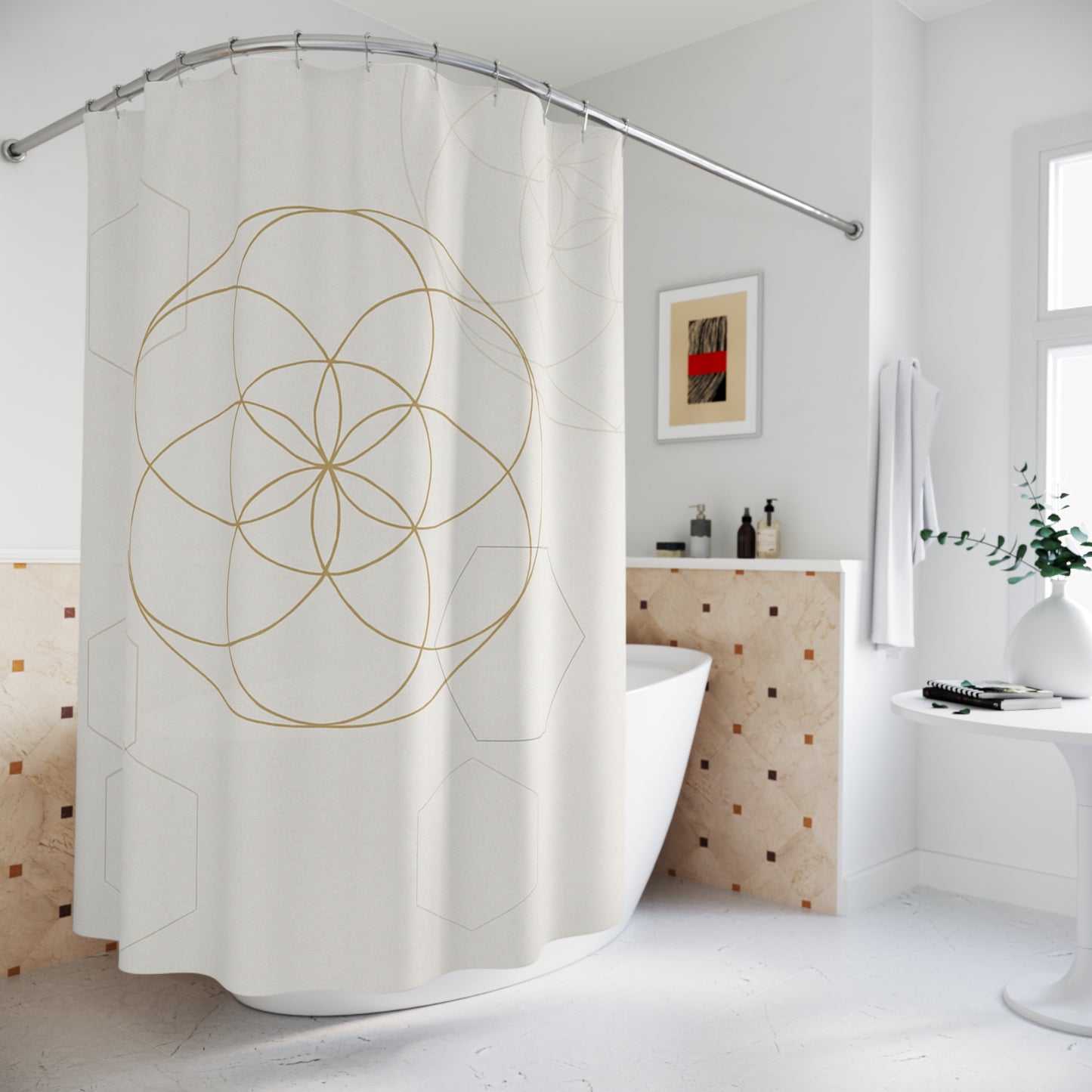 Elegant Geometric Shower Curtain for Modern Bathrooms