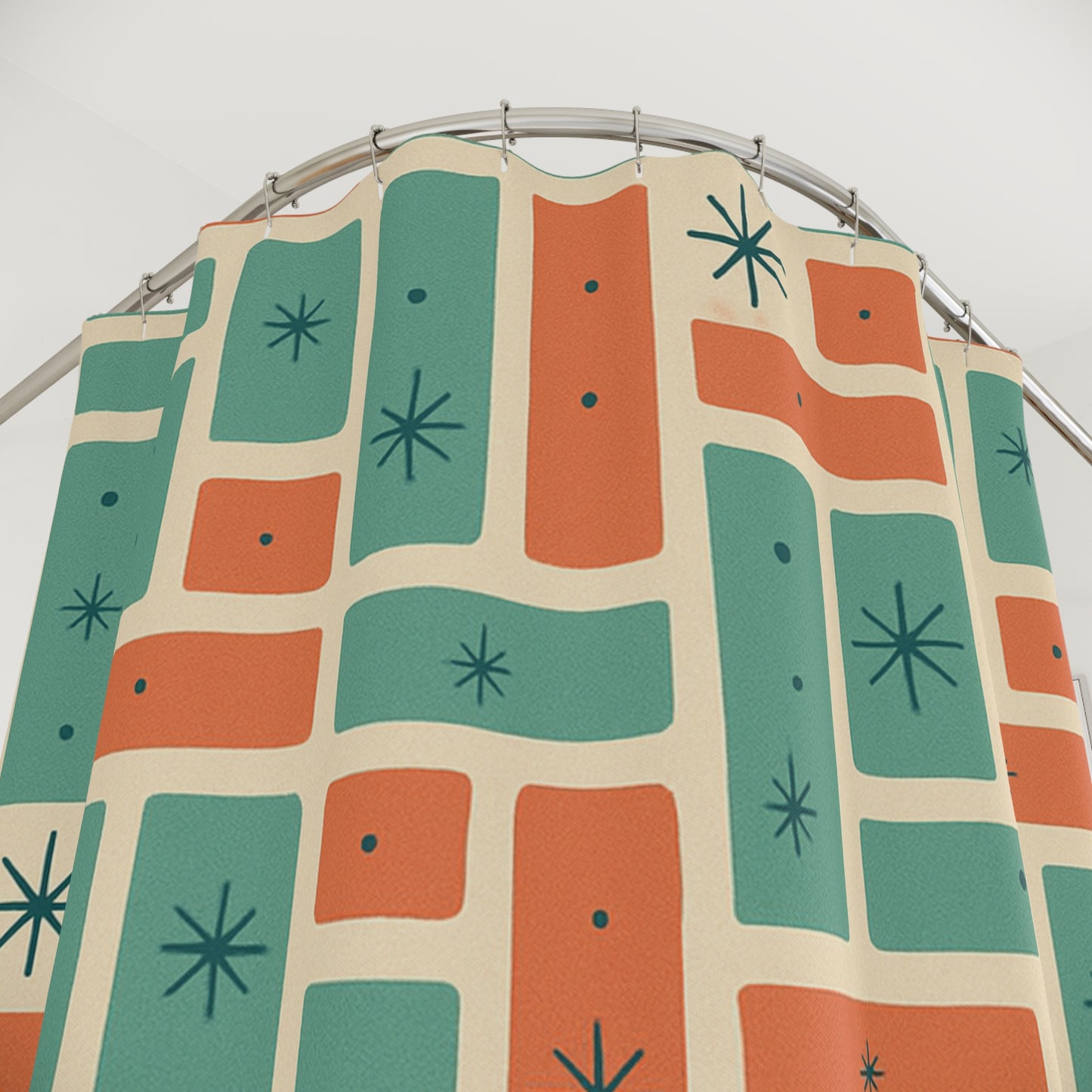 Retro Geometric Shower Curtain - Vintage Mid-Century Modern Design