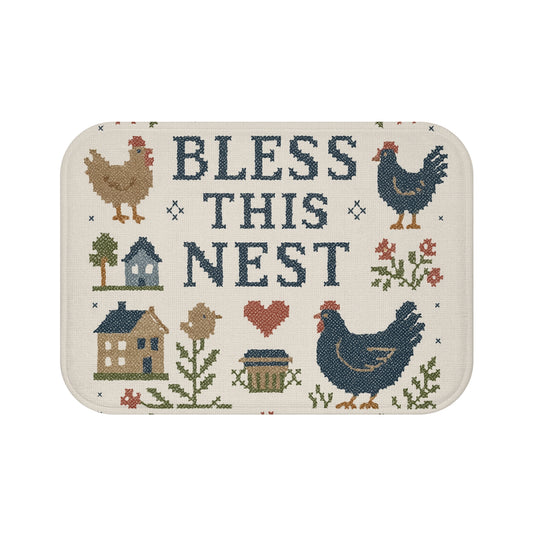 Bless This Nest Farmhouse Bath Mat – Cozy Home Decor for Country Living