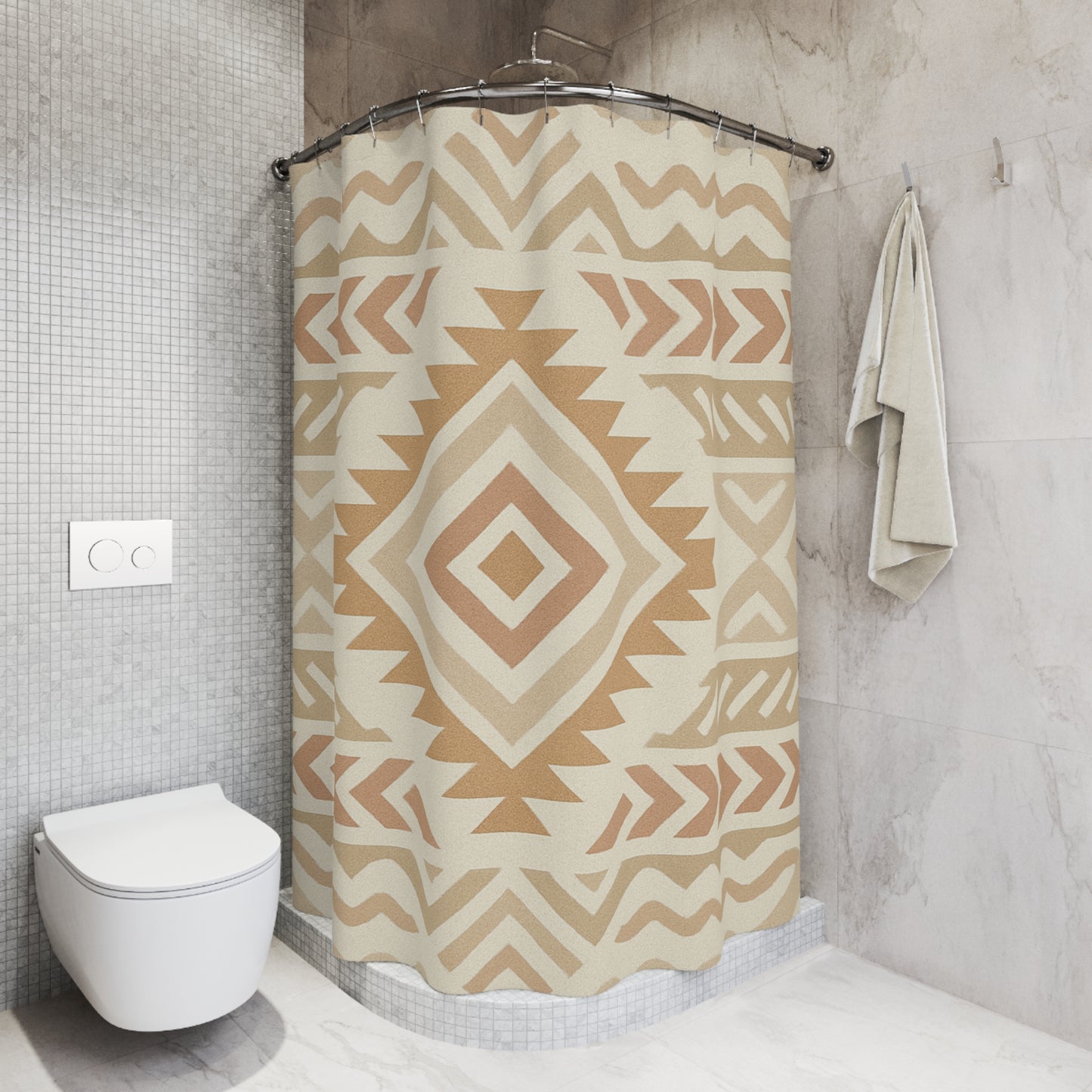 Boho Chic Shower Curtain | Modern Geometric Design | Bathroom Decor