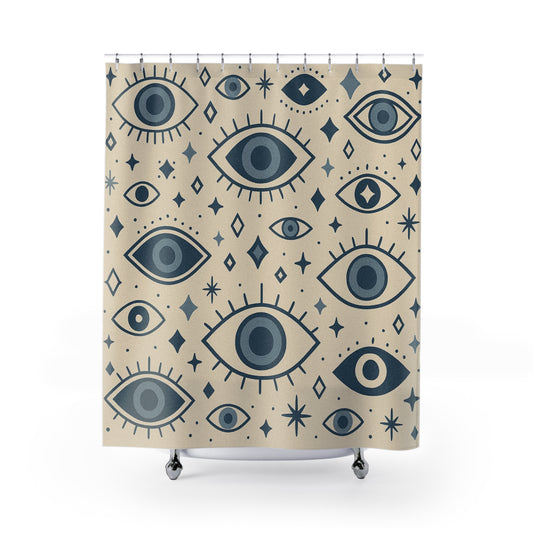 Stylish Eye Pattern Shower Curtain – Bohemian Bathroom Decor