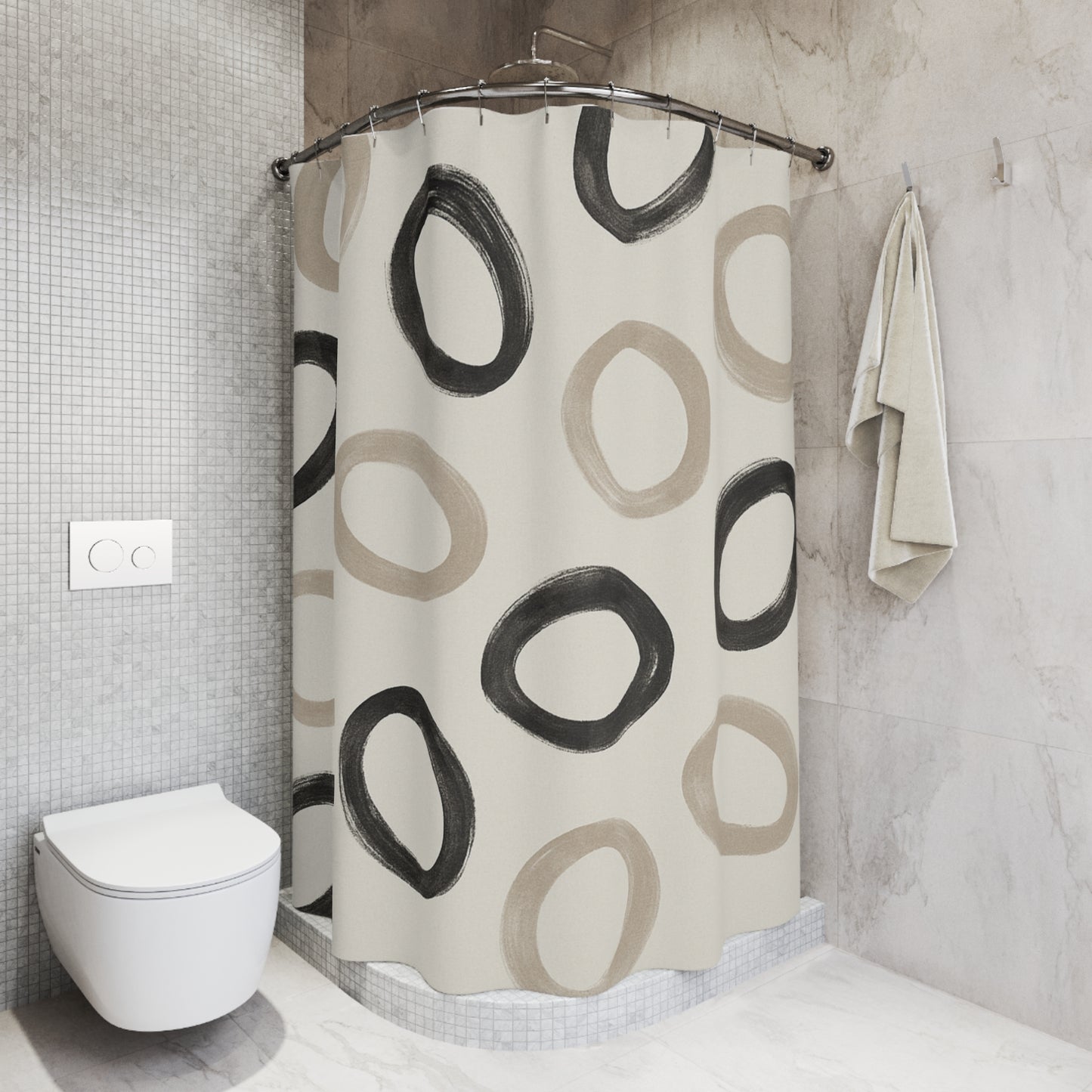 Modern Geometric Shower Curtain - Elegant Circle Design for Home Decor