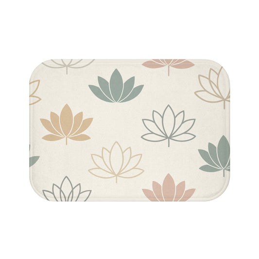 Serene Lotus Floral Bath Mat - Comfortable Bathroom Decor