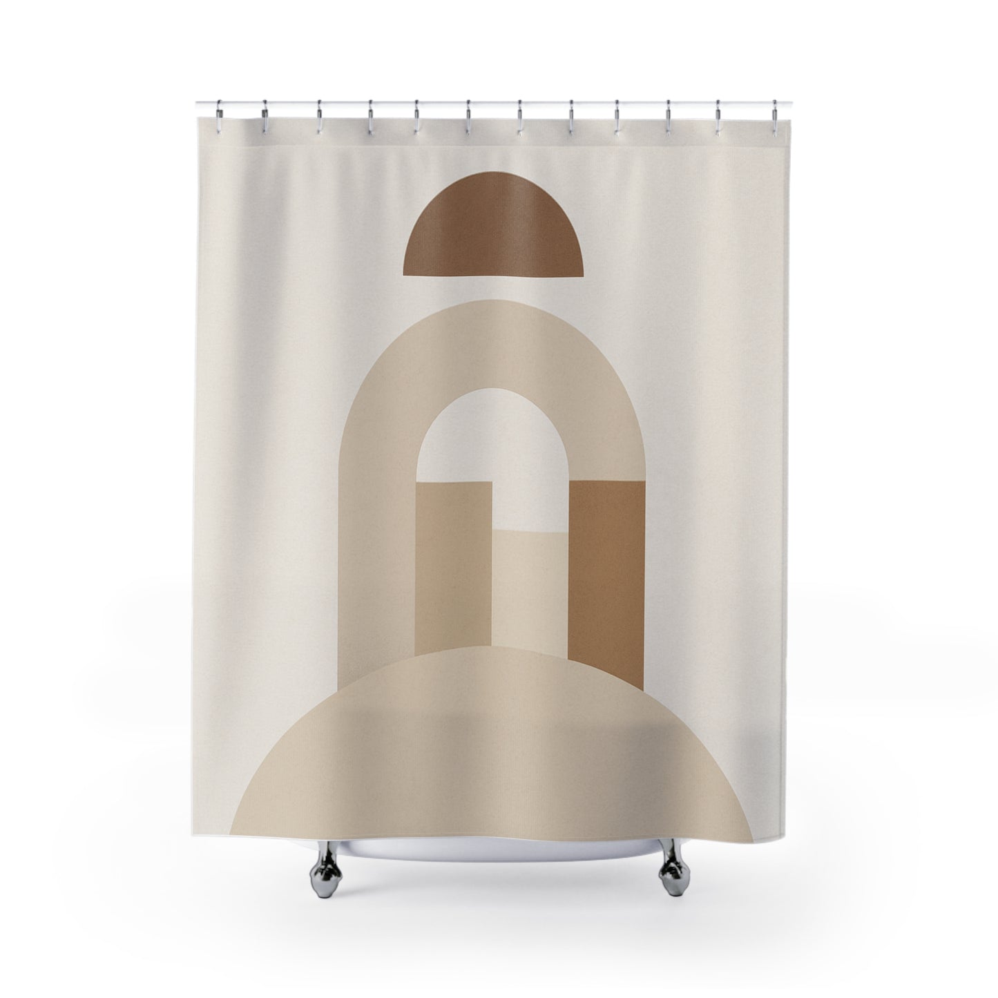 Minimalist Abstract Shower Curtain - Earth Toned Decorative Design