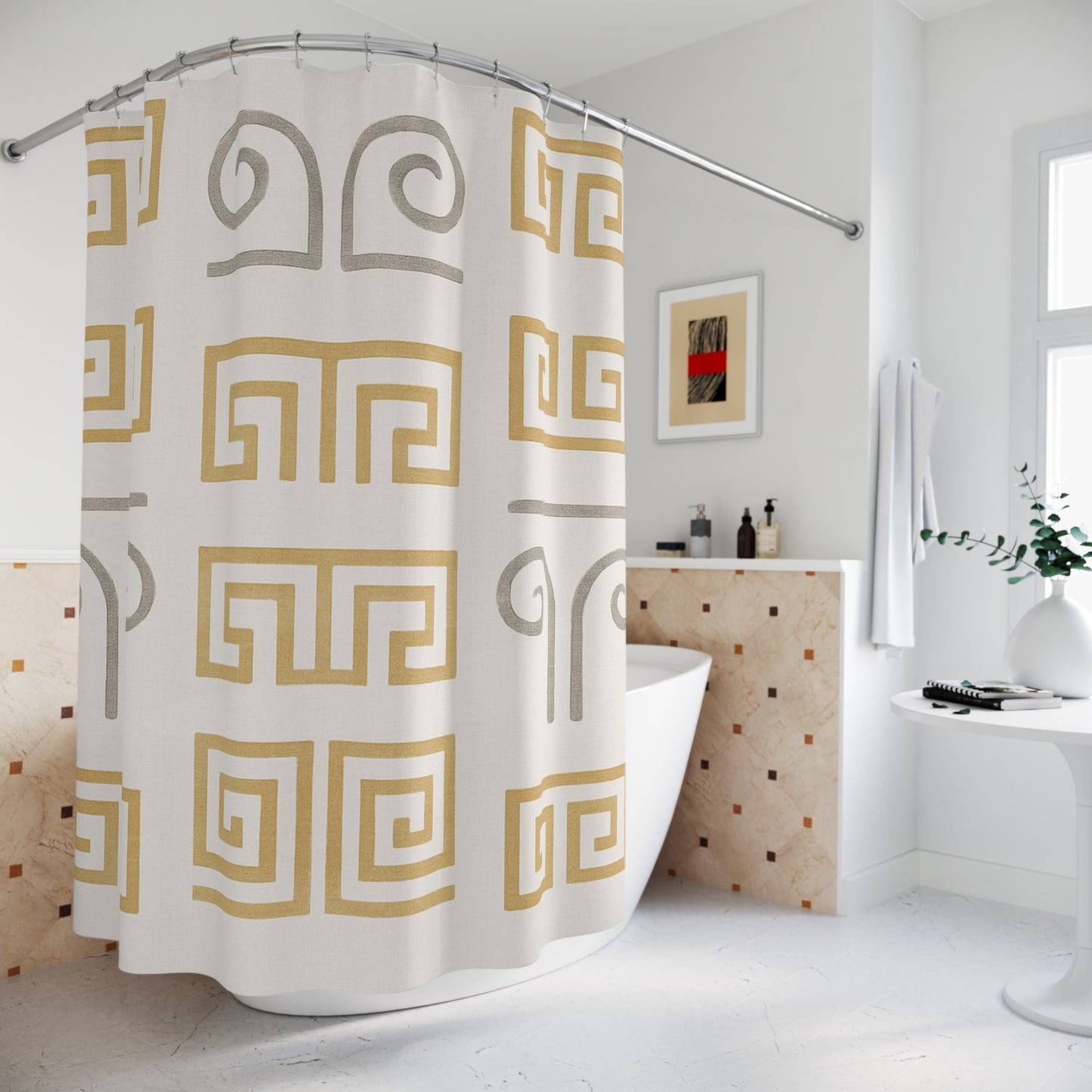 Modern Geometric Shower Curtain – Stylish Bathroom Decor